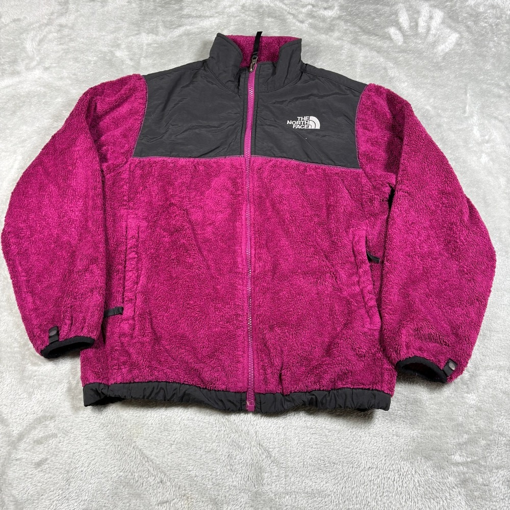 The North Face Denali Jacket Girls Large Pink Black  Polartec Fleece Full Zip